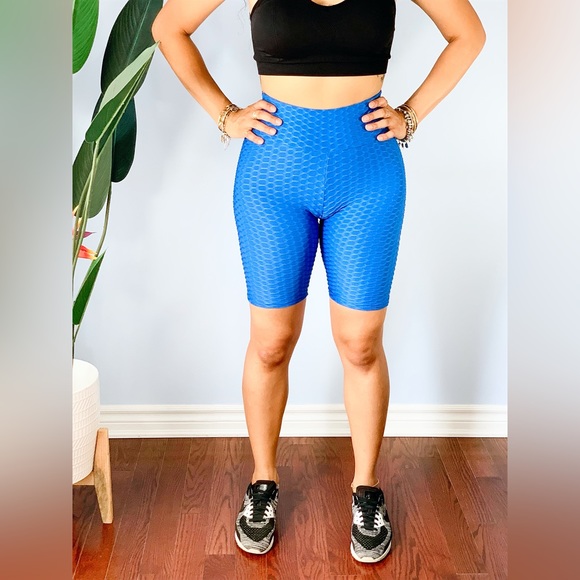 Textured TikTok Biker Shorts ~ Blue - Picture 4 of 5
